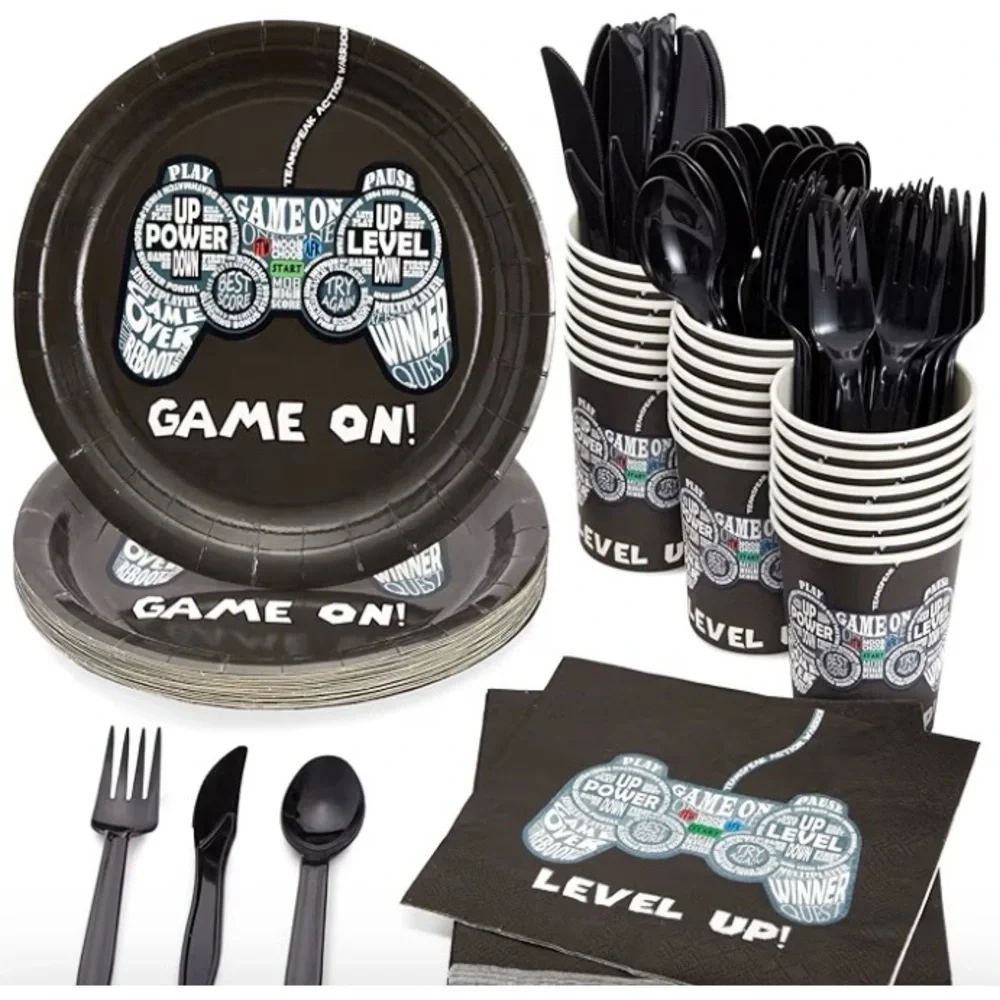 144-Piece Video Game Party Supplies Set for Gamer Birthday Party Decorations.New